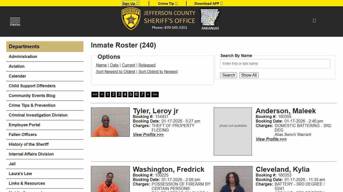 Inmate Roster - Current Inmates Booking Date Descending - Jefferson County Sheriff AR